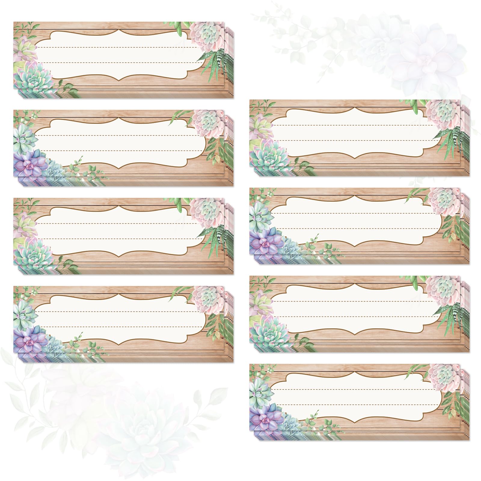 JarThenaAMCS 48Pcs Minimalist Magnetic Dry Erase Labels Succulent Student Name Tag Magnet Greenery Magnetic Label Sticker Writable Name Plate for Back