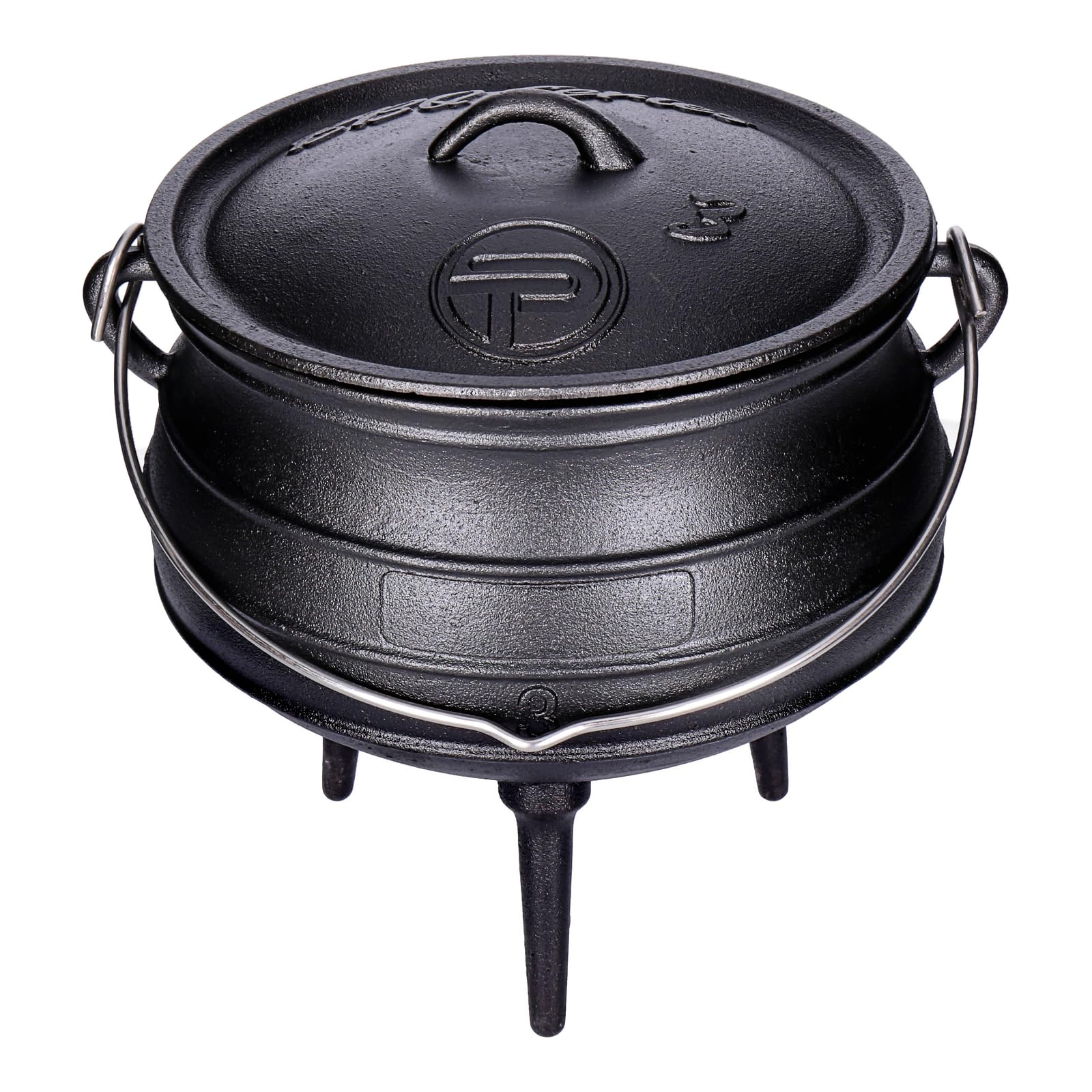 TP BBQ Potjie - Bollitore per fuoco sudafricano in ghisa, forno olandese con coperchio e piedini, pentola per stufare, cucinare, accessorio da campeggio per cooking all'aperto, ca. 8 litri (Pot 3)