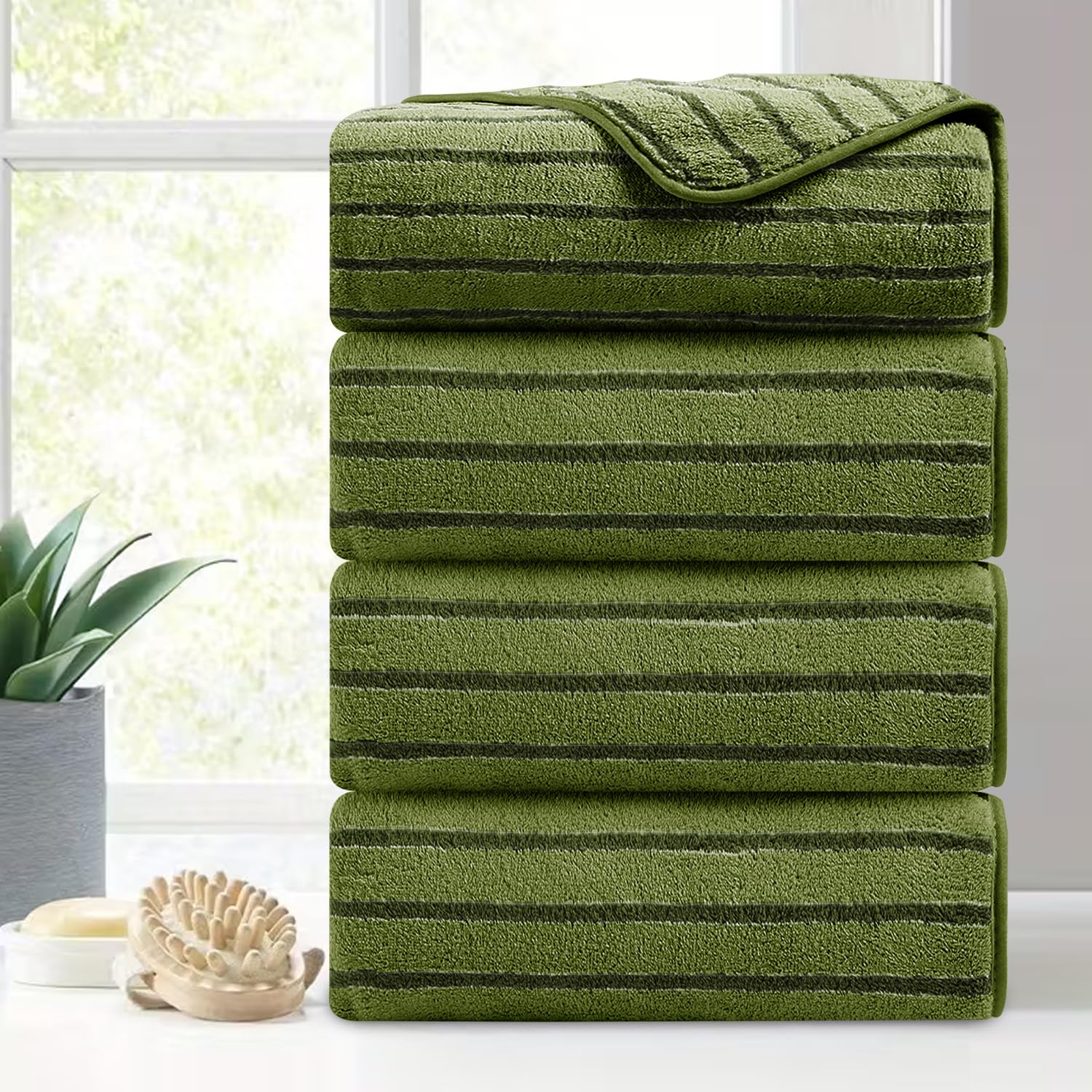 Mistyrose Confezione da 4 asciugamani da bagno grandi, in microfibra, assorbenti, XL, super morbidi, ad asciugatura rapida, per famiglia, hotel, spa, palestra (colore mimetico)