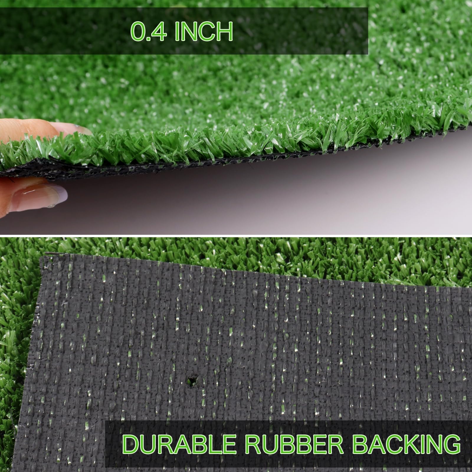 AYOHA Gazon artificiel naturel avec trous de drainage, tapis de gazon synthétique de 10 mm pour terrasse, jardin, pelouse, paysage, balcon, tailles personnalisées disponibles