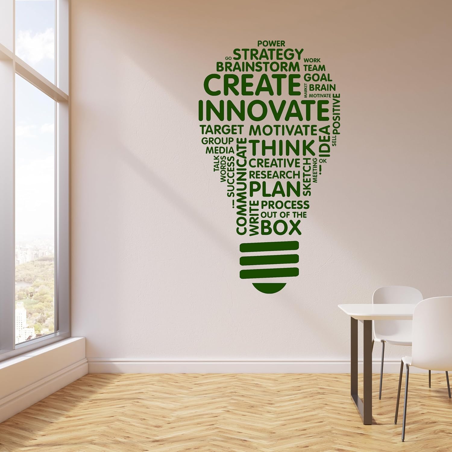 Create Innovate Office Wall Décor Inspirational Stem Window Classroom Wall Decal School Art Business Motivational Sticker Science Light Bulb Teacher Gift(ig5071) (XL 40 in X 70 in, Black)