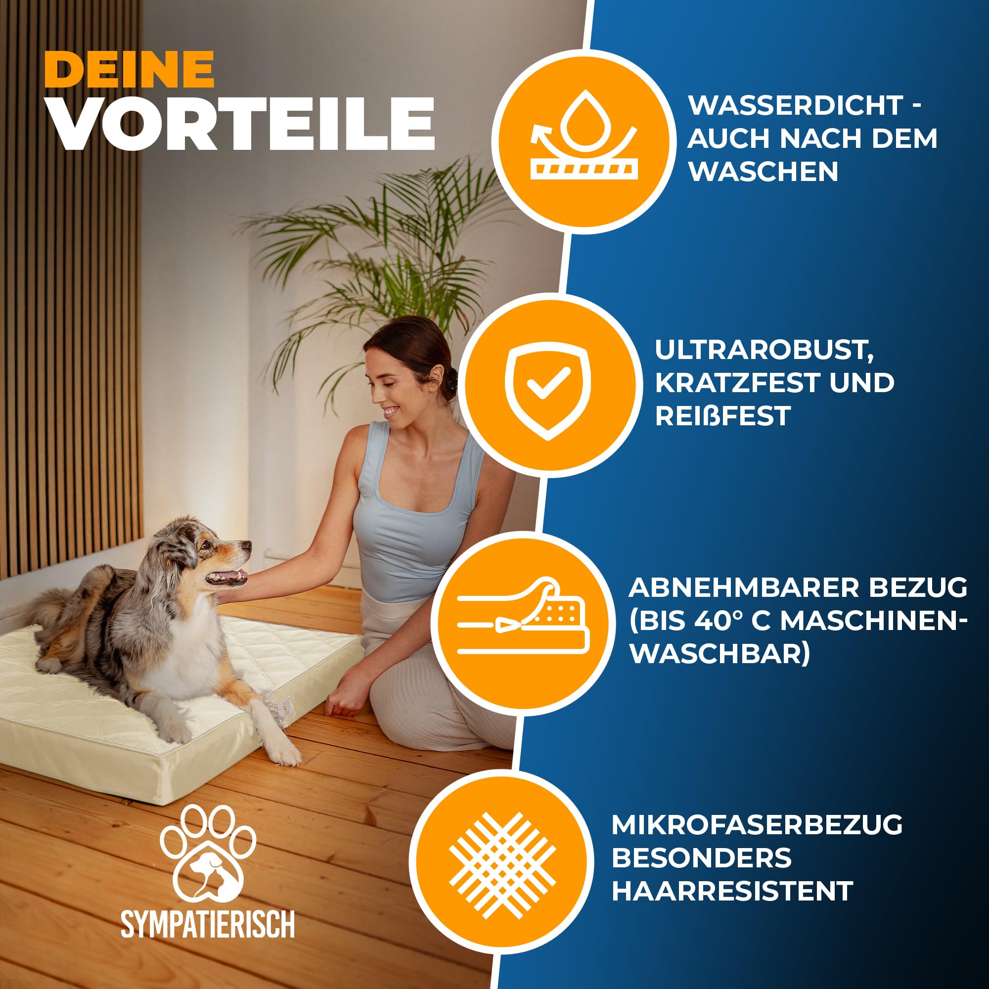 Cuccia ortopedica impermeabile – Il nuovo tappetino per cani preferito del tuo naso in pelliccia, cuscino antiscivolo, cestino per cani, fodera lavabile, per cani di piccola e grande, 90 x 80 x 8 cm