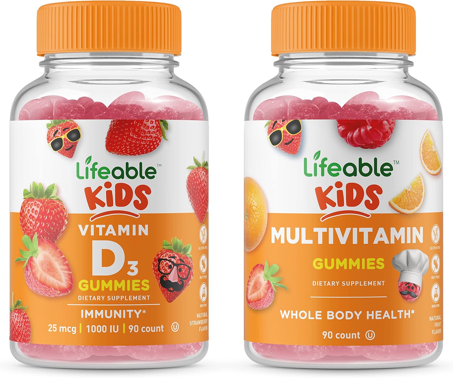 Lifeable Vitamin D Kids + Multivitamin Kids, Gummies Bundle