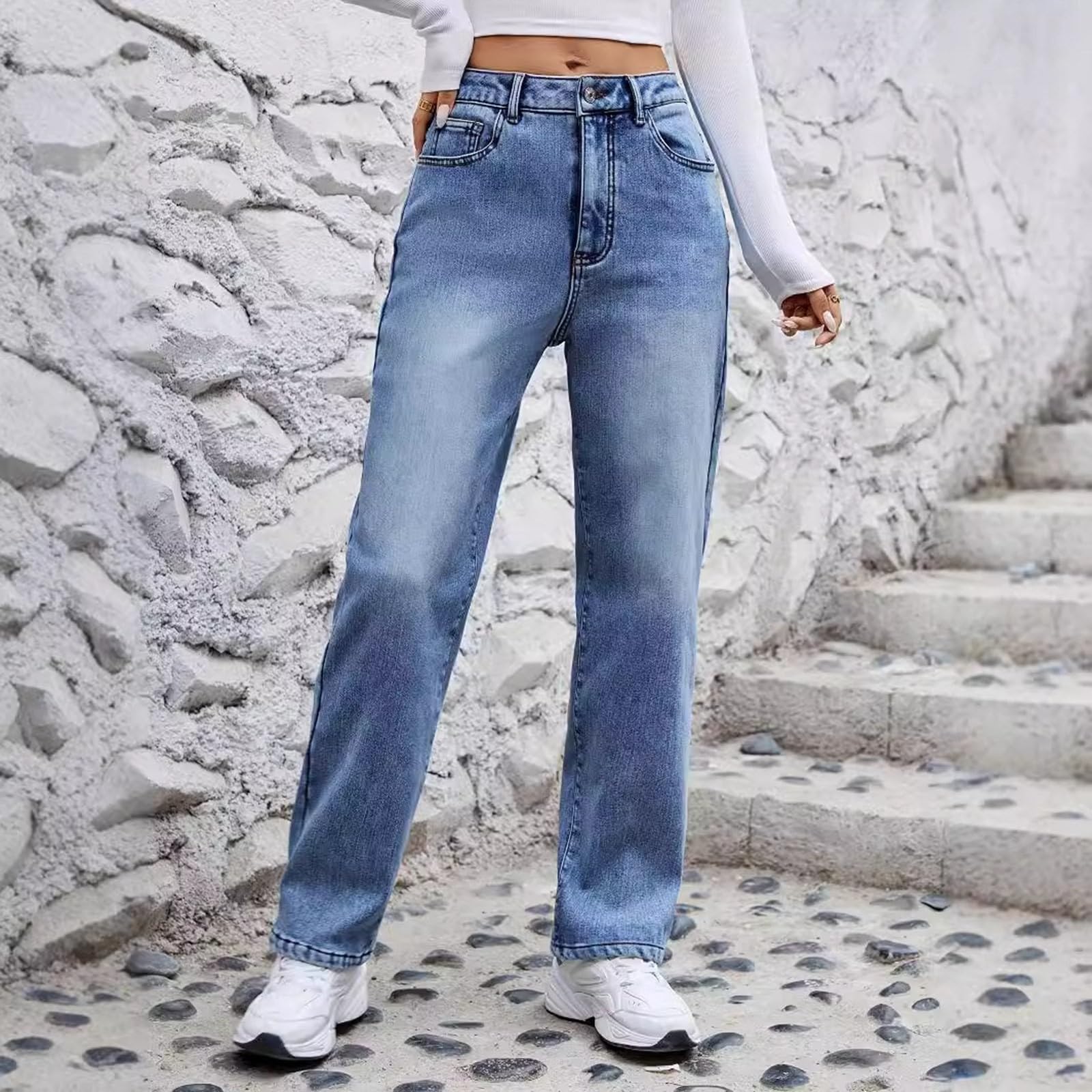 Pantalones vaqueros forrados para mujer, térmicos, de invierno, con forro polar, ajustados, de cintura alta, elásticos, para invierno, de cintura alta, térmicos, para mujer, cálidos, largos