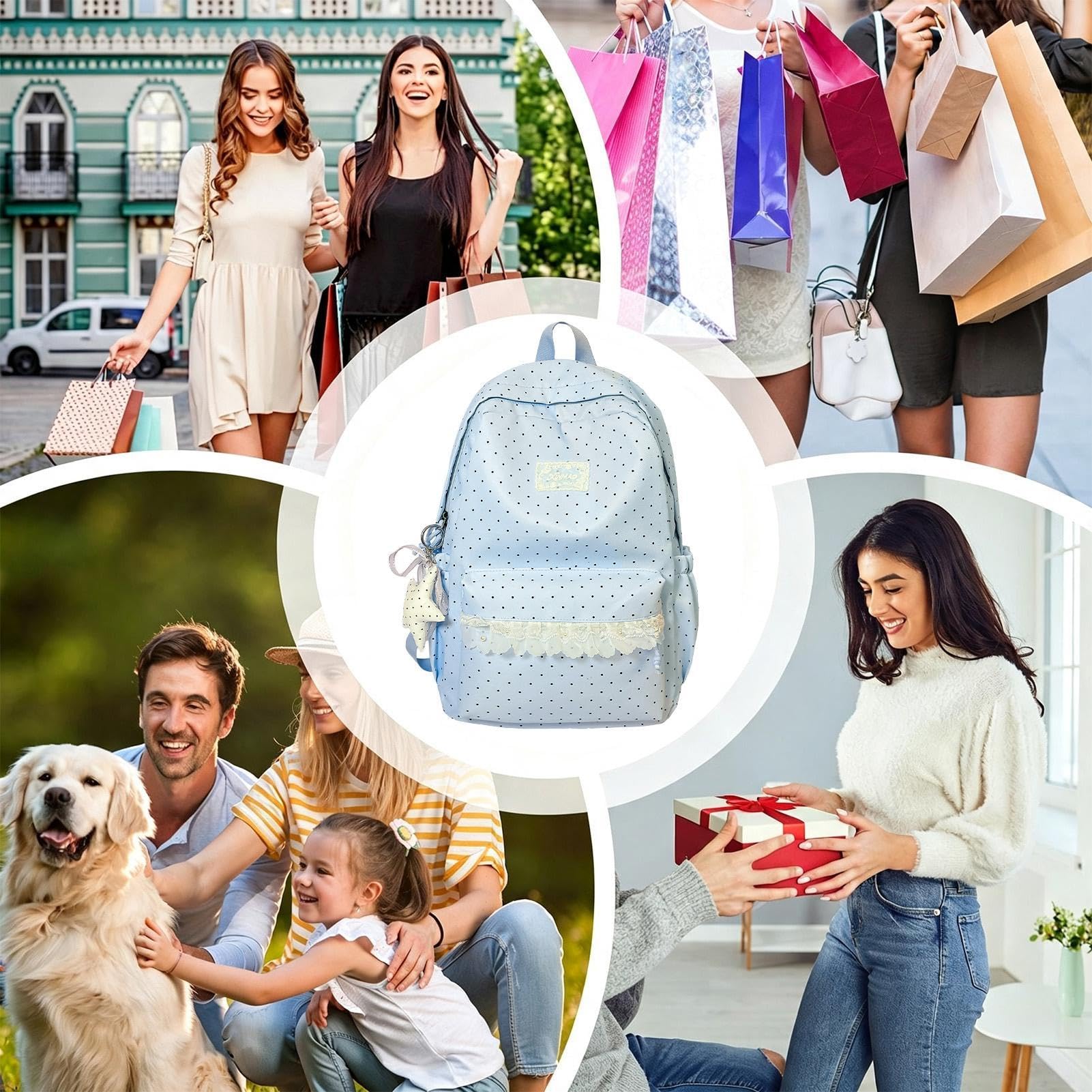 Generico Zaino Aesthetic Zaino scolastico in pizzo capiente e leggero | Zaino Scuola Ragazza Per La Scuola, Zoo, Attività, Feste, Spuntini, Giocattoli, , Giardino, Campeggio E Picnic