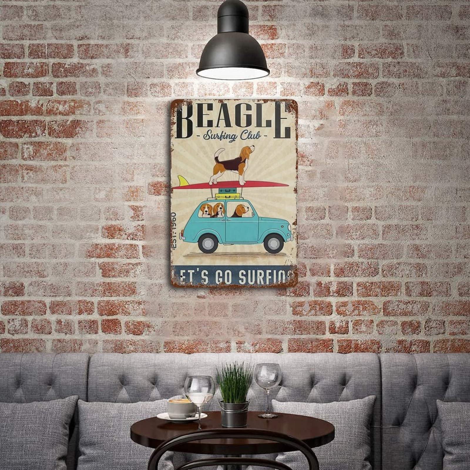 Beagle Surting Club Targa in metallo per casa caffè garage decorazione da parete vintage poster bar segni per casa bar retrò metallo latta segno