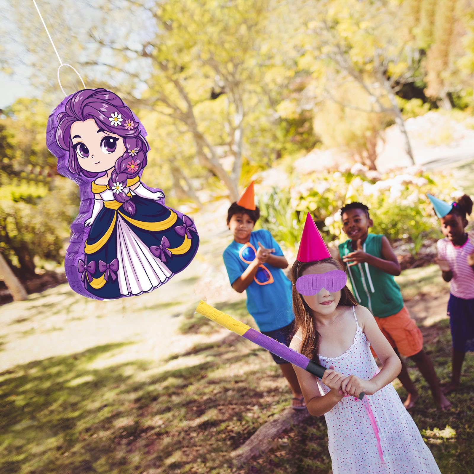 Threan Kpop - Piñata con temática de K-pop, piñata de cumpleaños musical con venda para los ojos, murciélago, palo de música, suministros de fiesta para niñas, suministros de fiesta de cumpleaños