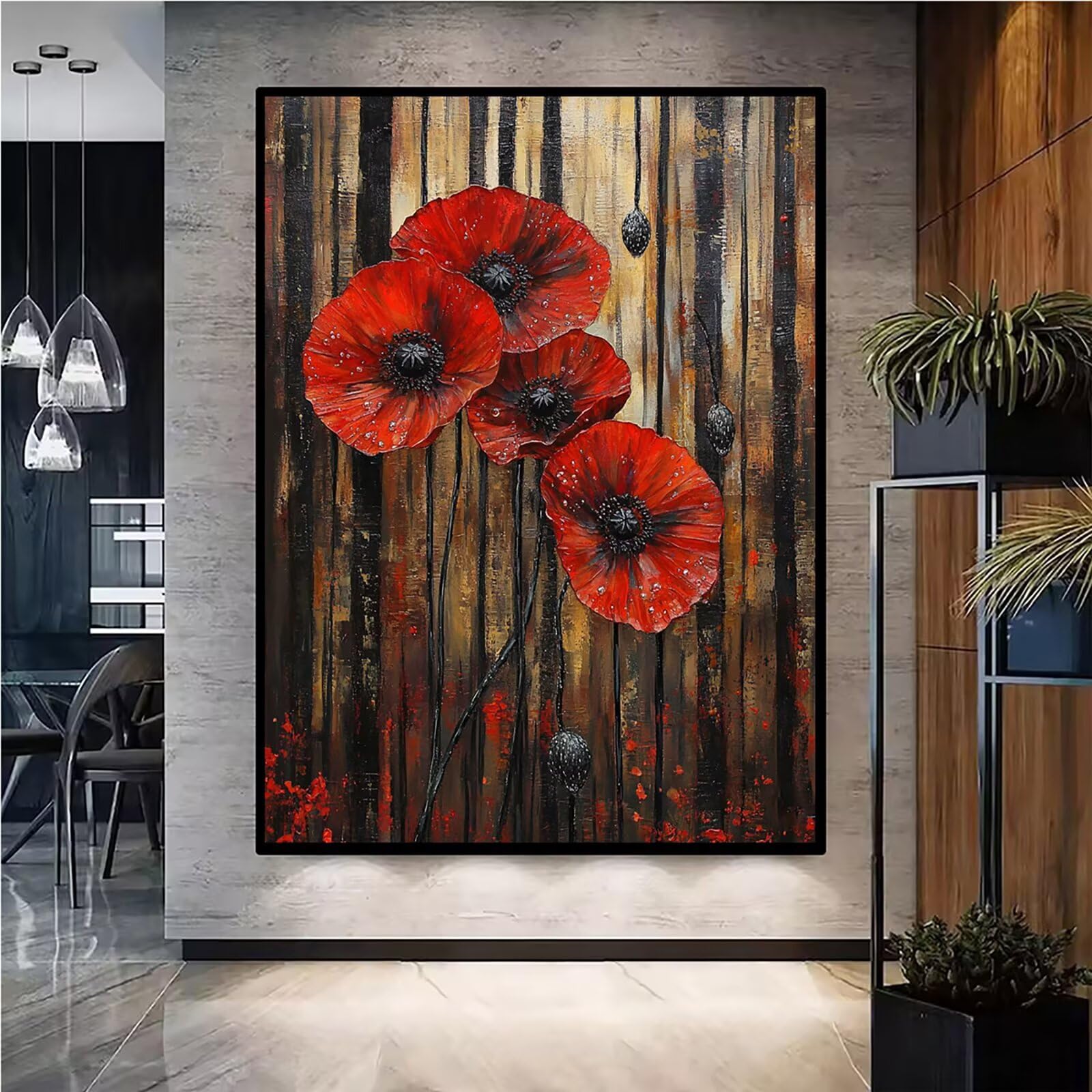 Diamond Painting Kit Completo, Diamond Painting Astratto, 5D Quadrato Pittura Diamante Kit Manualidades Adultos DIY Diamantini Crystal Art Disegni Ricamo Punto Croce Artigianale, 80x100cm Fiori j0-882