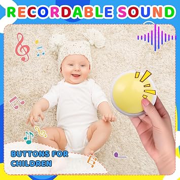 10 Pieces Recordable Answer Buzzers Button Answer Buzzers Game Show Buzzer Recordable Button Classroom Buzzers Perfect for Study Office Home and Pet Buttons Training Toy Brilliant Color