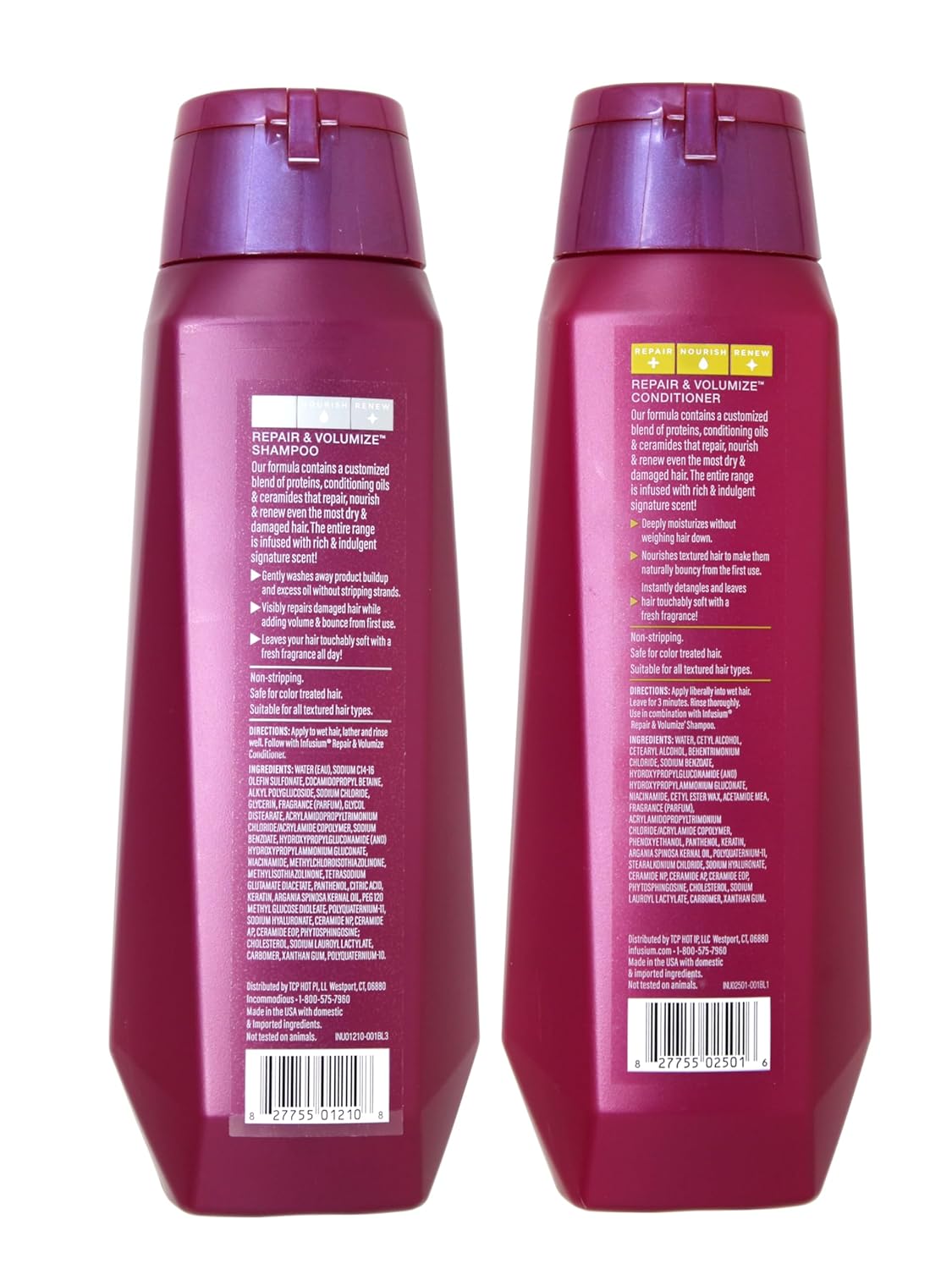 INFUSIUM Shampoo & Conditioner Repair & Volumize, Repair/Nourish/Renew, with Collagen, Building Peptides & Hyaluronic Acid for Dry & Damaged Hair, 13.5 FL OZ (400 mL) Per Bottle - One Set - Image 2