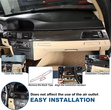 Car Center Console Panel Strips Trim Compatible with BMW 3 Series E90 E92 E93 2005-2012,Dash Cover Trim Instrument Panel Moulding Trim,Dashboard Strips Trim Sticker Accessories (Carbon Fiber Pattern)
