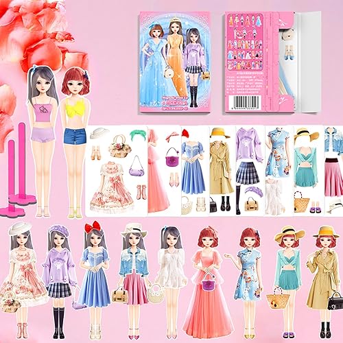 Muñecas de vestir magnéticas, kits de disfraces de muñecas magnéticas, muñecas de papel magnéticas, juego de simulación para niñas de 4 años en