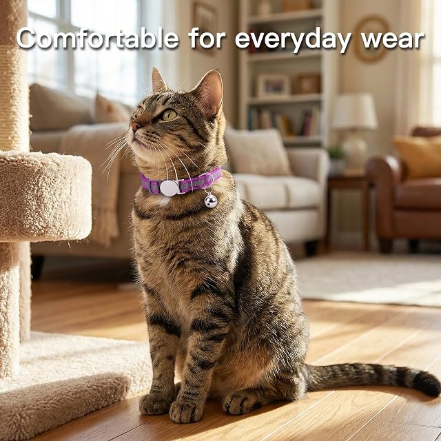 Foto 2 de 6 de Collar de gato reflectante personalizado con etiqueta de nombre