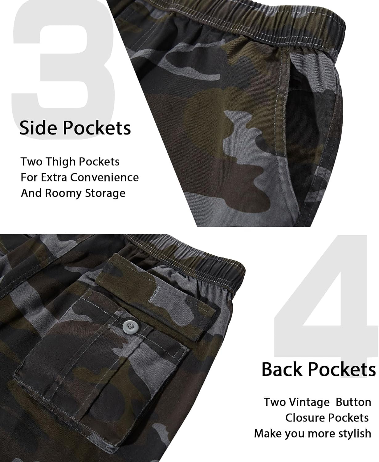 APTRO Men's Drawstring Cargo Pants Camo Casual Military Work Trousers Hiking Pants