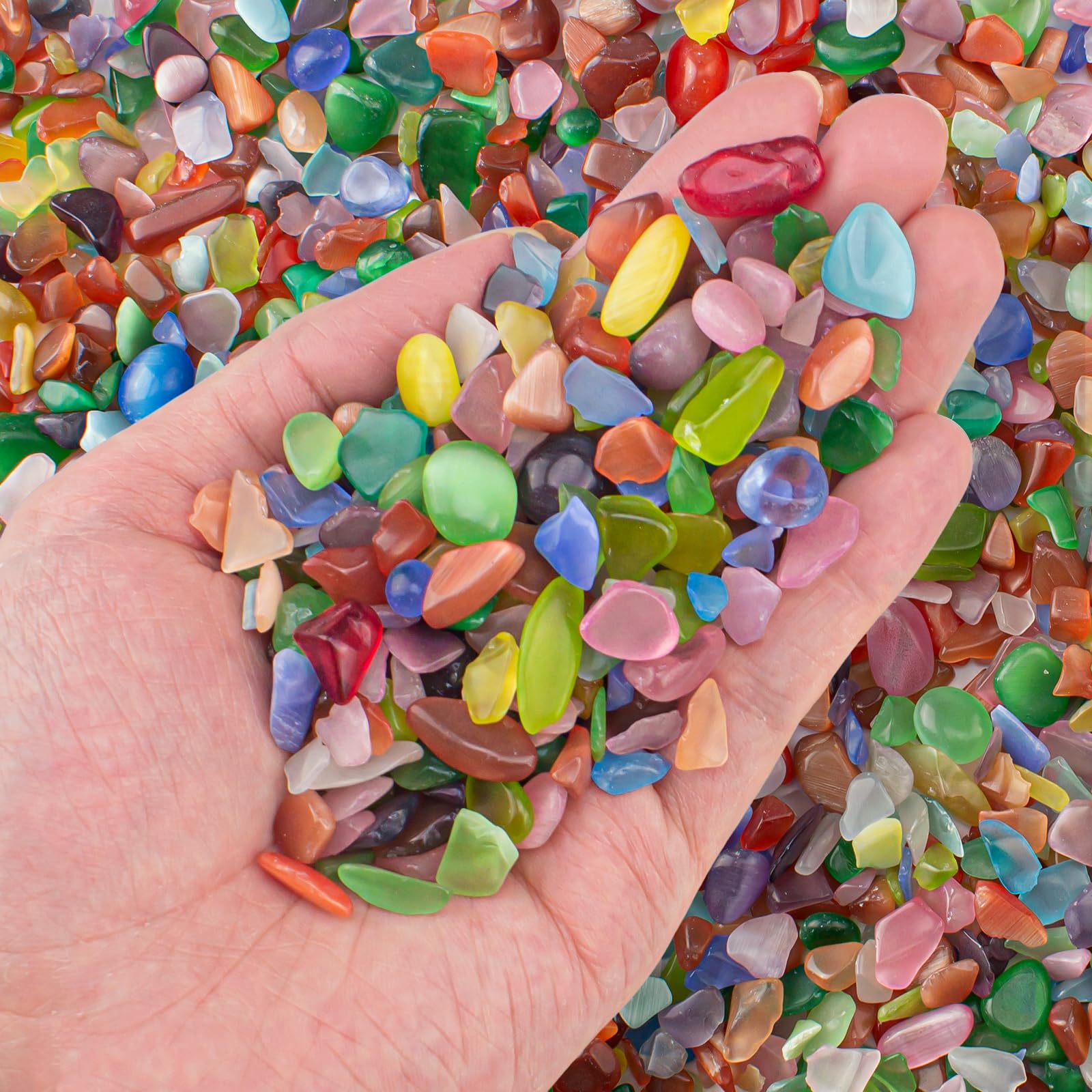 EZEELAI 3 Lb Cat Eye Stones Aquarium Gravel Rocks for Fish Tank, Fish Tank Rocks Gravel Betta Fish Colorful Marbles for Vases Filler, Garden and Fish Tank Decoration