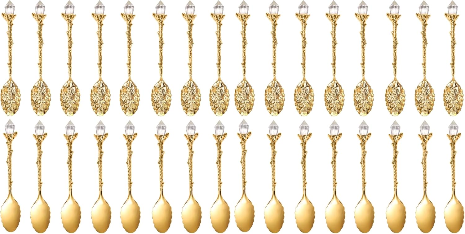 Covzoe 16 Pack Retro Coffee Spoons, 4.3 Inch Mini Vintage Dessert Spoons