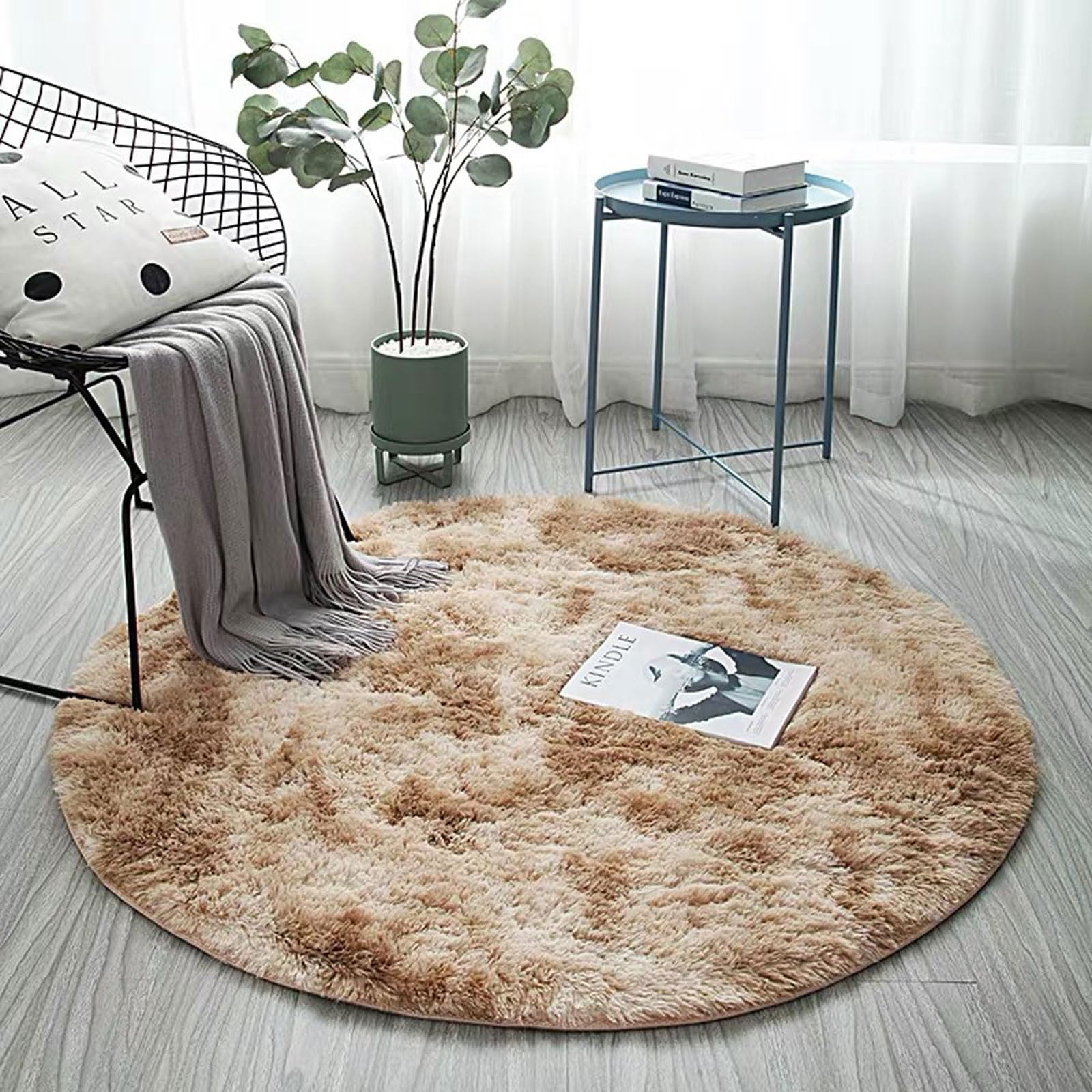 OPFdfhDFH Carpets, Room Decorative Area Rugs Non Shedding Dense Super Soft Fluffy Rug,for Bedroom Living Dining(Khaki,200 * 200)