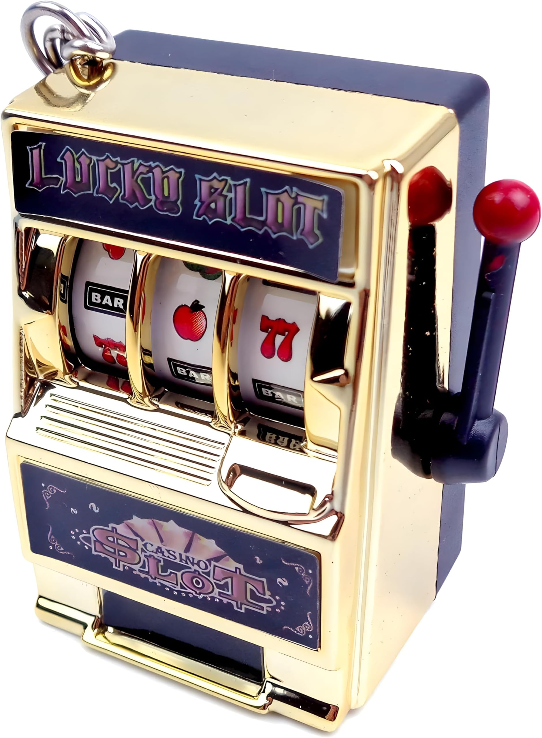 MAGIKON Mini Slot Machine Toy, Funny Lucky Slot Machine Bank with Spinning Reel and Keychain, Nice as Creative Festival Present Birthday Cake Decoration