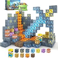 Toylogy Mágneses Építőkockák - 72 db-os Bányavilág Kard Készlet, Kreatív STEM Játék 3+ Éves Gyerekeknek, Kompatibilis 2,5 cm-es Kockákkal 1