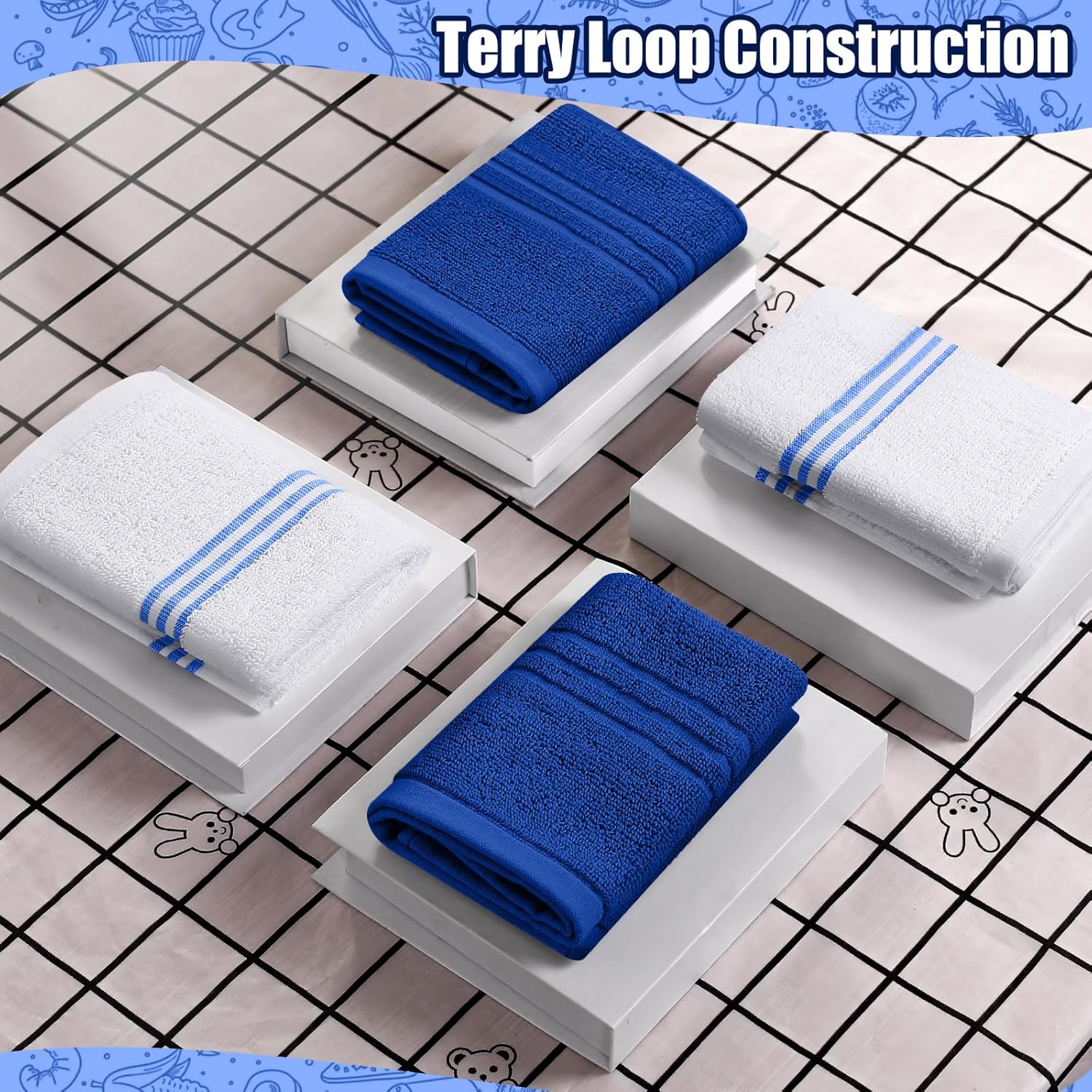 Dish Towels and Dishcloths with Oven Mitts Sets- 100% Cotton Tea Towels for Kitchen- 500 F Heat Resistant Oven Mittens 7.5"x12", Durable Dish Cloths 11.8"x11.8", Absorbent Dish Towels 13.5"x24"