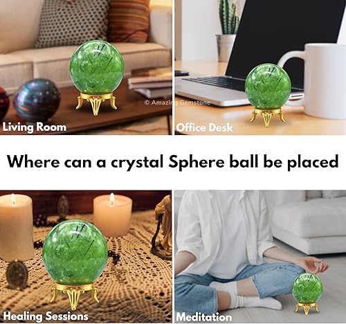 Vista 111 de Amazing Gemstone Black Tourmaline Crystal Ball with Stand - 2" Inches Crystal Sphere Meditation Balls for Witchcraft and Decorative Balls