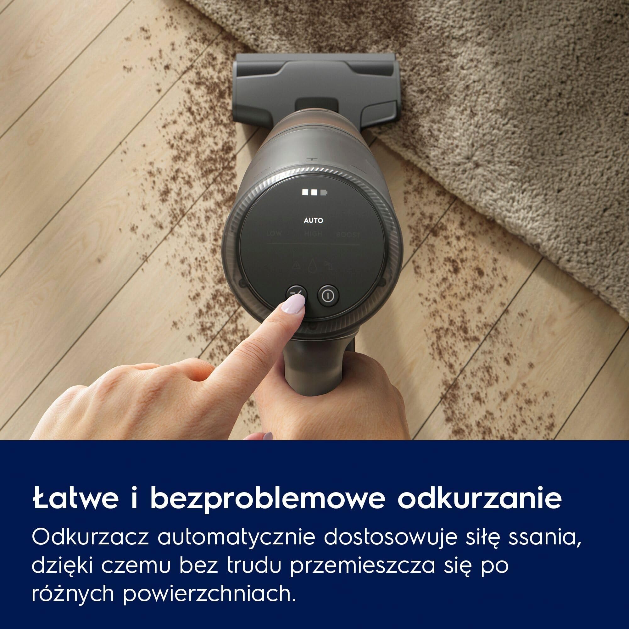 Electrolux Odkurzacz Bezprzewodowy Ultimate 800 EP82AB25UG, Dysza wielopowierzchniowa PowerPro, Ergonomiczna konstrukcja i tryb automatyczny na powierzchni, Czas pracy 90 minut, Miejska Szarość