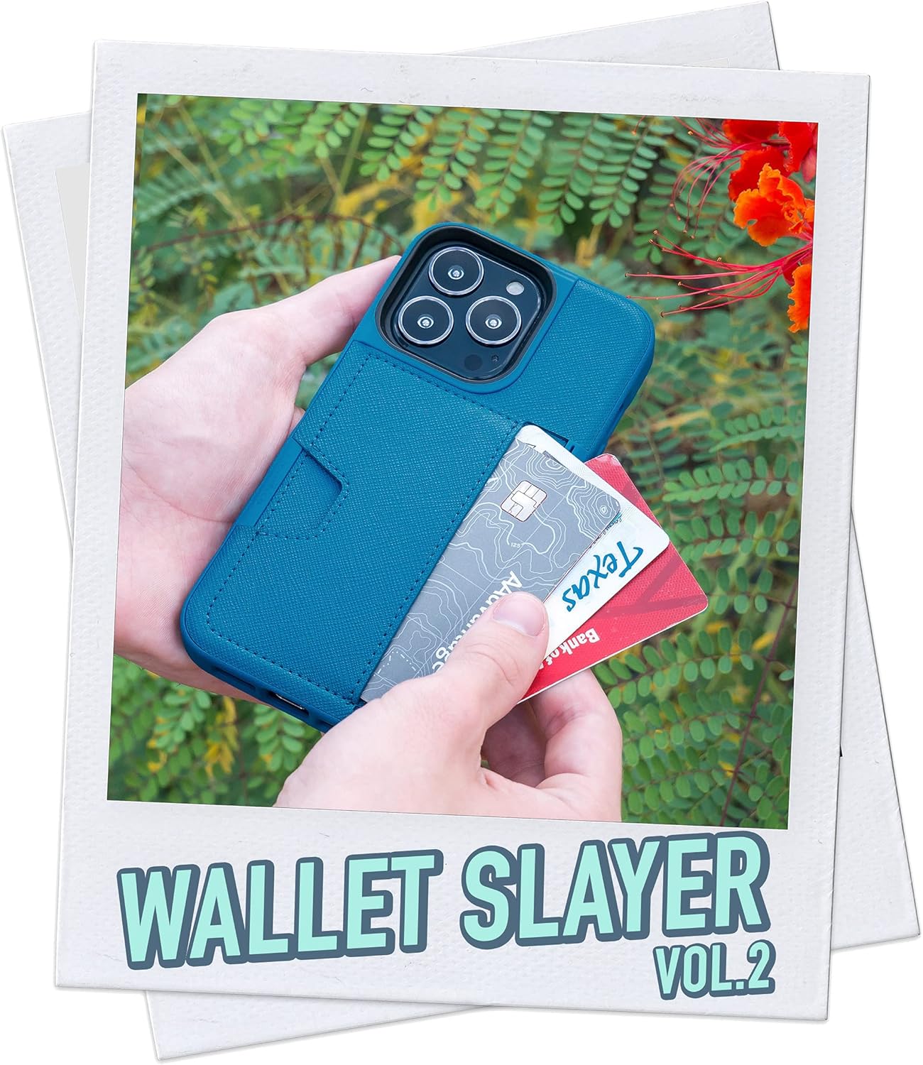 Smartish® iPhone 13 Pro Wallet Case - Wallet Slayer Vol. 2 [Slim + Protective] Credit Card Holder with Kickstand - Blues on The Green