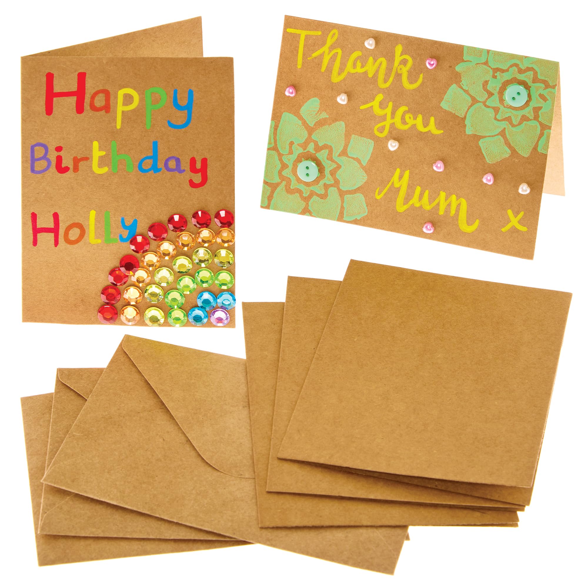 Baker Ross FX981 Kraft Greeting Card Blanks - Pack of 12, Make Your Own Cards