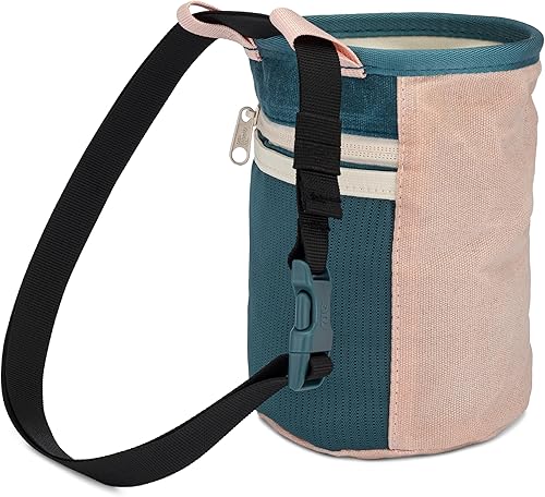 Miniatura 2 de Bolsa de tiza de lona encerada - Bolsillo con cremallera y bolsa de malla para bouldering, escalada en roca, gimnasio, levantamiento de pesas -