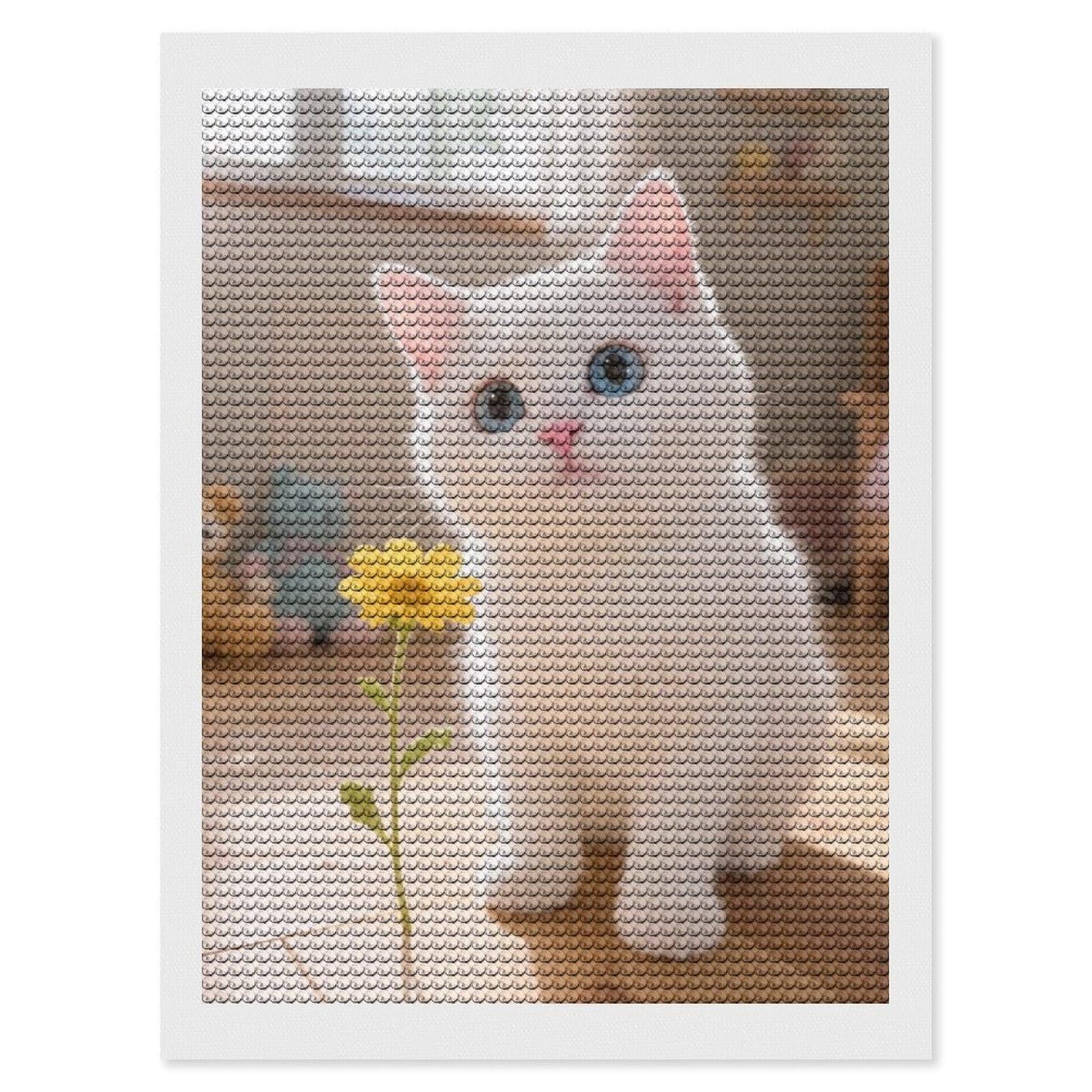 DWVTSLH Small Cat Diamond Painting Kits for Adults, Personalized Diamond Photo Art Full Drill, DIY 5D Diamond Art Painting Kits for Beginners, Home Wall Decor 12"x16"