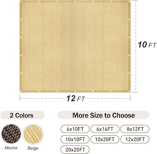Miniatura 4 de Pantalla de tela 90% de privacidad de 10 x 12 pies, paño para parasol con ojales reforzados para patio al aire libre, toldo, porche, pérgola (10 x
