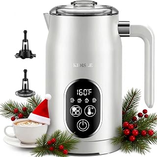 Milk Frother and Steamer 4 in 1, Milk Steamer with Auto Temperature Control, Warm & Cold Foam Maker, Hot Chocolate Maker, Frother for Coffee, Latte, Cappuccino, White