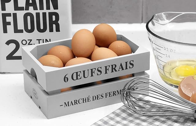 Wooden Egg Crate in Light Dove Grey. Vintage Style Egg Basket Egg Cabinet