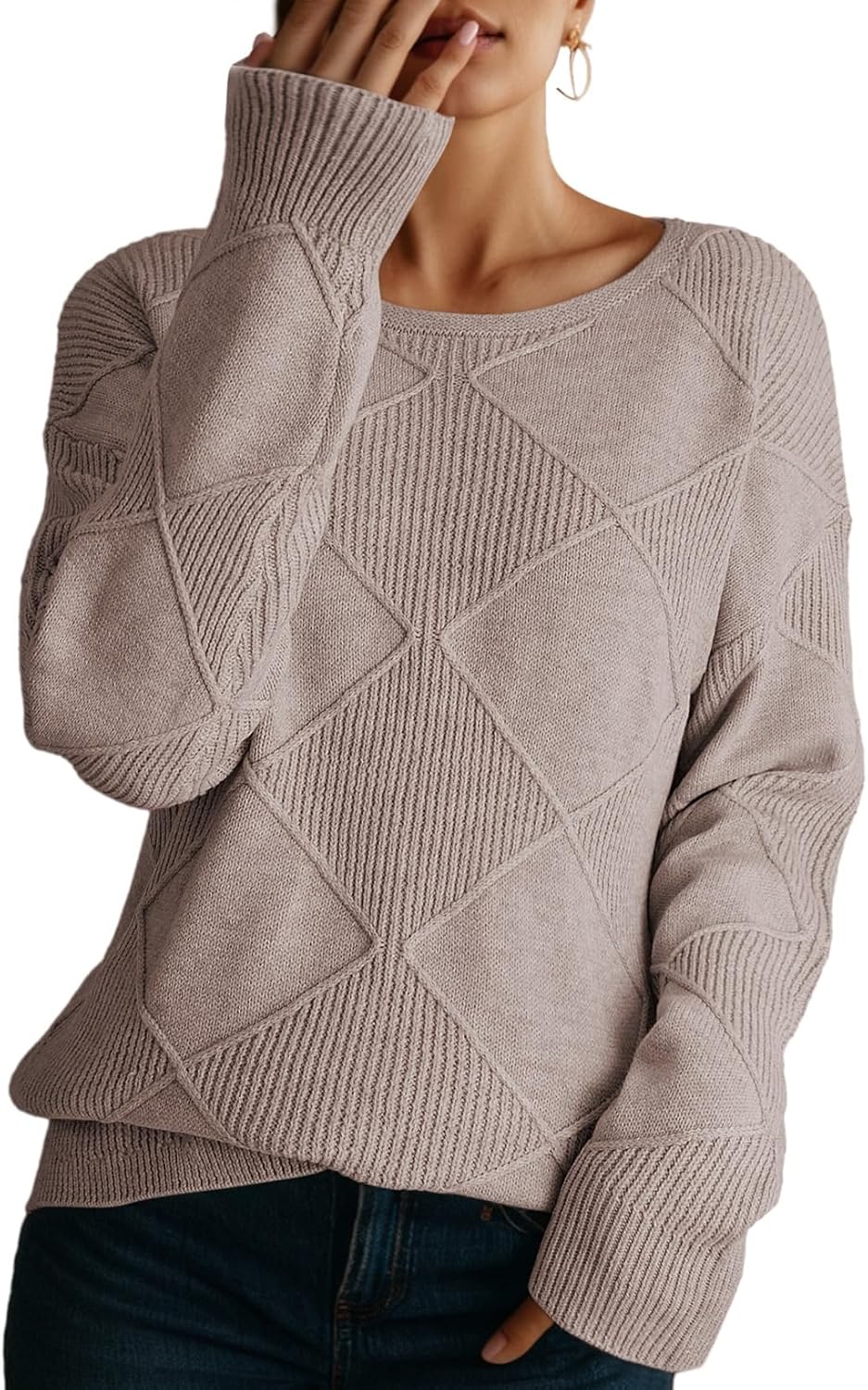 Dokotoo Womens Sweaters Long Sleeve Crewneck Chunky Warm Pullover Knit Tops Casual Trendy Soft Comfy Lightweight Sweaters for Women Winter Clothes 2025 Fashion Goat