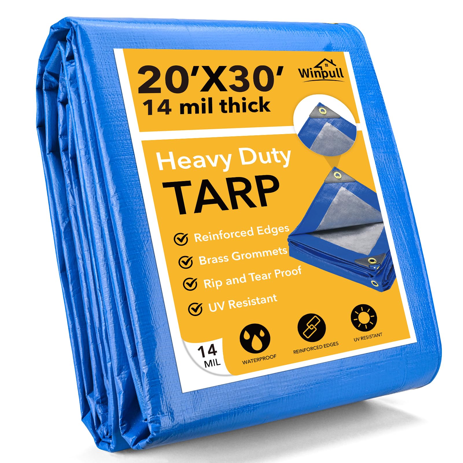 Winpull Tarp 12x20 Feet 16 Mil Heavy Duty Waterproof Tarp, Large - View #4