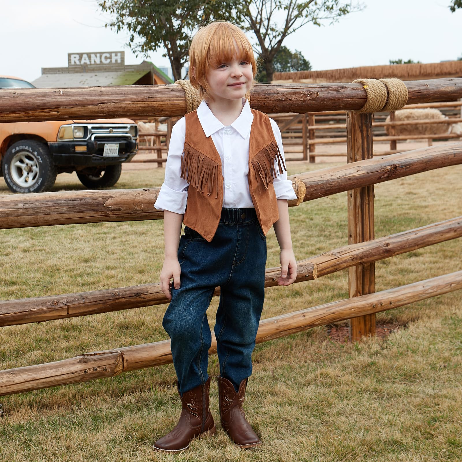 IUV KIDS Girls Cowgirl Boots Toddler Boys Cowboy Boots for Kids Western Square Toe Riding Mid Calf Boot - 3