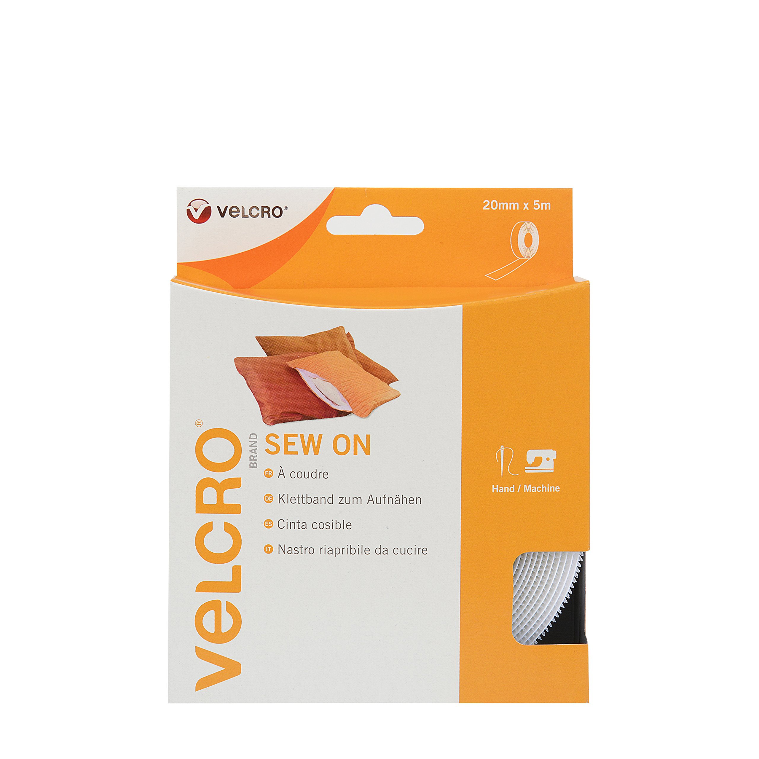 VELCRO BrandVEL-EC60292 Sew On Tape, White, 20 mm x 5 m