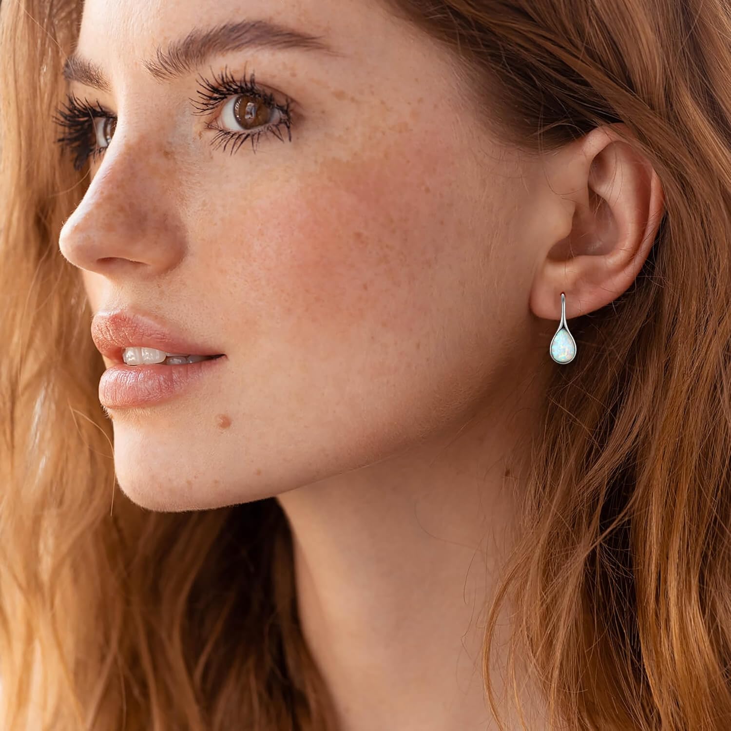 Opal Earrings 925 Sterling Silver Hook Drop Teardrop Gemstone Earrings October Birthstone Dangle Earrings Jewelry Gift for Women