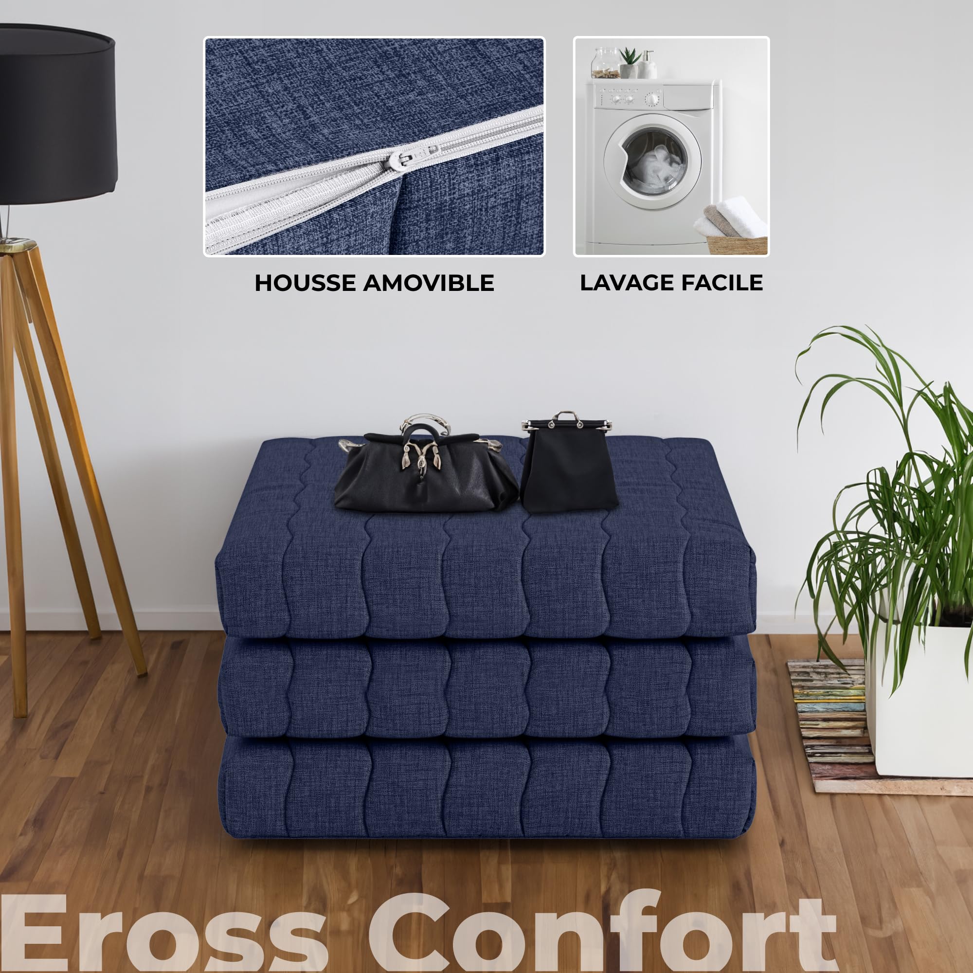 ErossConfort Folding Mattress for Motorhome, Campervan, HD Foam 2 cm