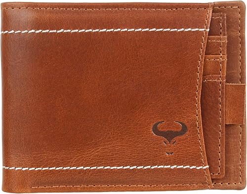 Carteras minimalistas para hombres, carteras de cuero RFID bloqueo de hombre, cartera de cuero real para hombre con ventana de identificación,