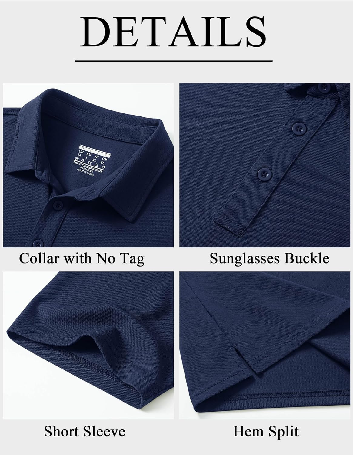 Cotrasen Mens Polo Shirts Short Sleeve Cotton Pique Golf Shirt 3 Button Classic Fit Basic Casual T-Shirts - Image 5