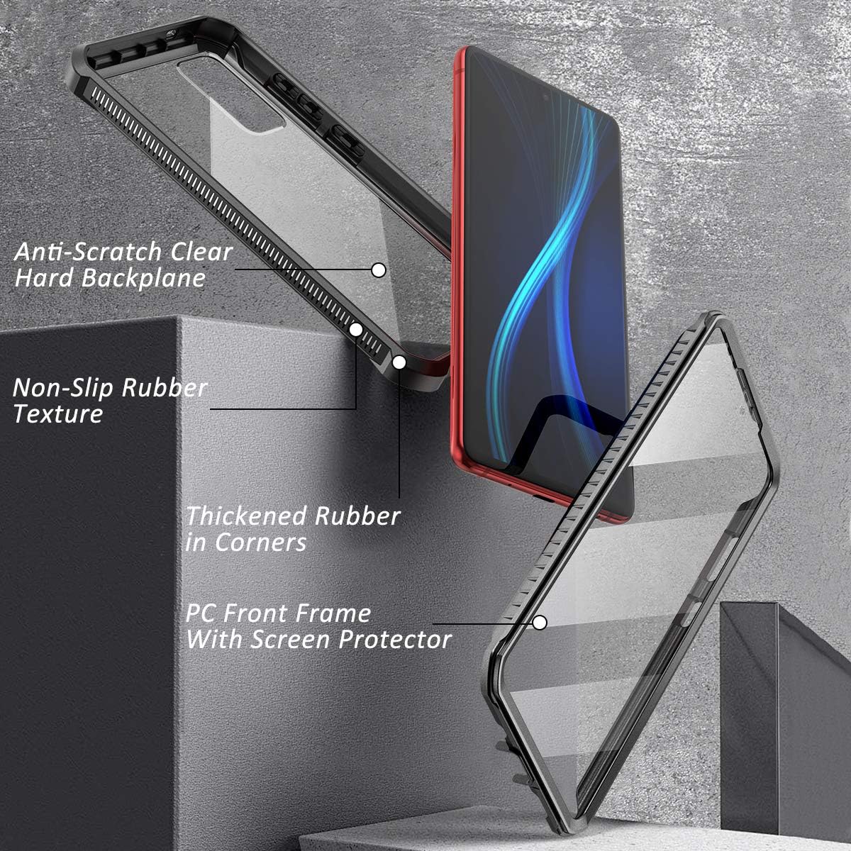 Dexnor Compatible with Samsung Galaxy S20 FE Case with Screen Protector Clear 360 Full Body Rugged Protective Shockproof Hard Back Cover Heavy Duty Defender Bumper Case for Galaxy S20 FE 5G - Black