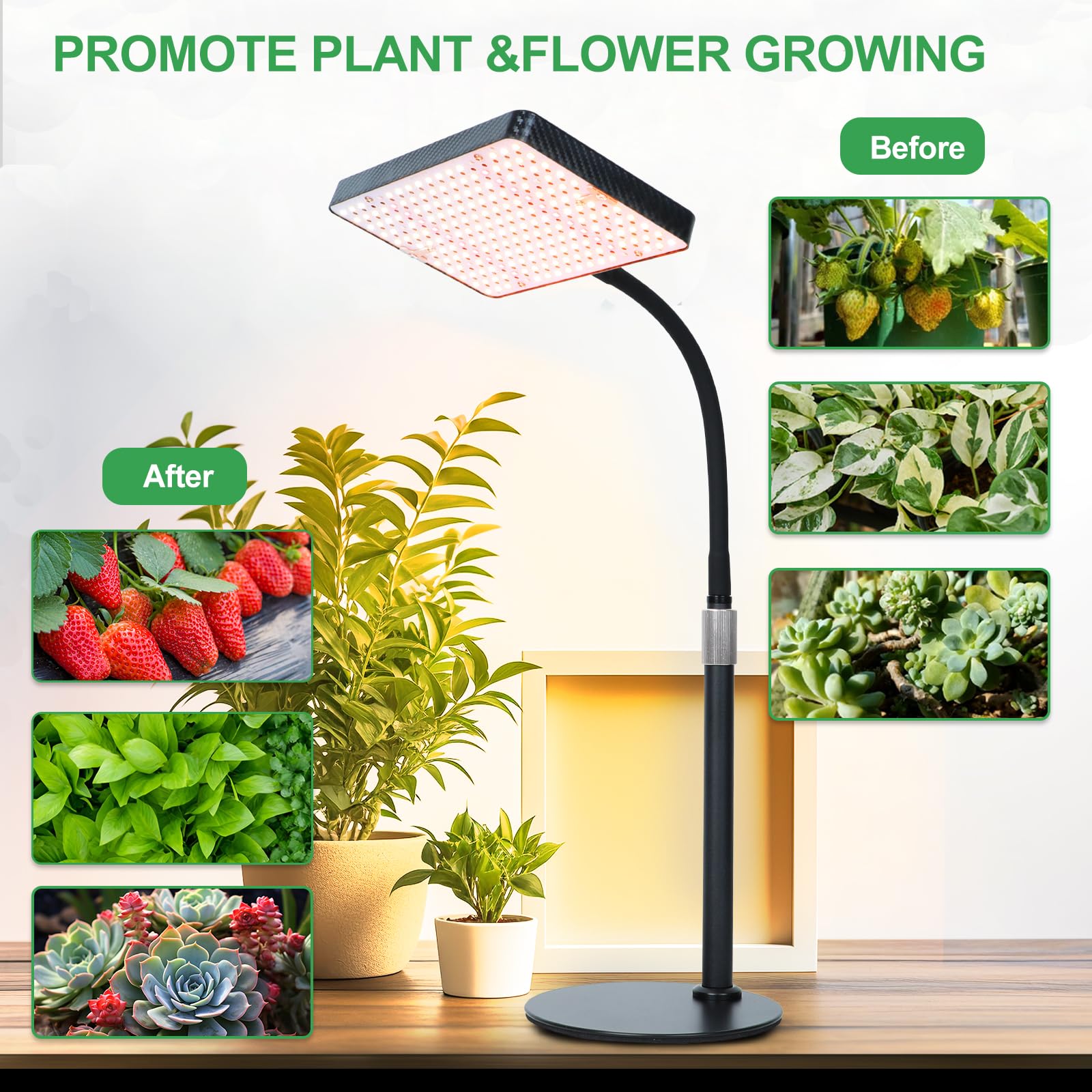 FRGROW Pflanzenlampe LED, UV-IR Vollspektrum Pflanzenlicht für Zimmerpflanzen, Pflanzenleuchte LED, Vollspektrum Pflanzenlampe 208 LEDs, Wachstumslampe für Pflanzen, Daisy Chain Funktion
