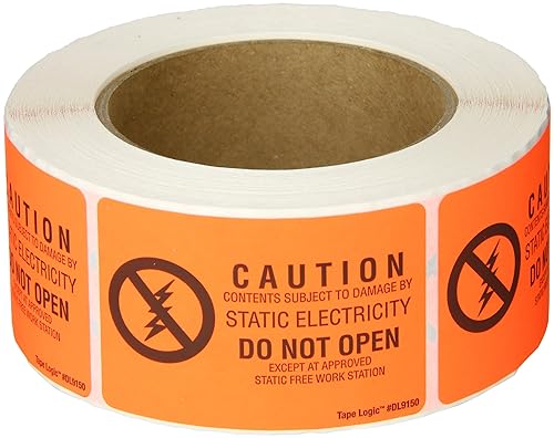 Tape Logic Aviditi Tape Logic - Calcomanía de advertencia roja y negra "Subject to Static Damage" de 2 x 3 pulgadas, para envío, manipulación,