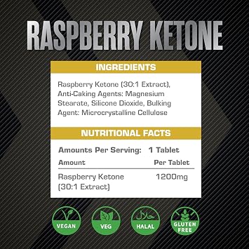 Pure Raspberry Ketone Tablets - Natural Weight Management & Metabolism Booster - Rich in Antioxidants for Immune Support - Vegan Herbal Supplement by Xcelerate Nutrition (120 Tablets)