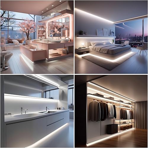 Miniatura 4 de UVTaoYuan Juego de 2 tiras de luces LED COB de 3.3 ft3.28 pies, USB 5 V, 6500 K, blanco brillante, no regulable, tira LED para interiores,