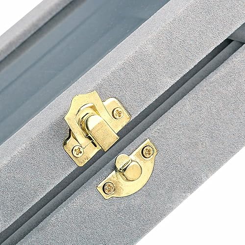 Miniatura 6 de Caja de almacenamiento para anillos de joyería de terciopelo de cristal caja de almacenamiento aretes joyero estuche para anillos gris