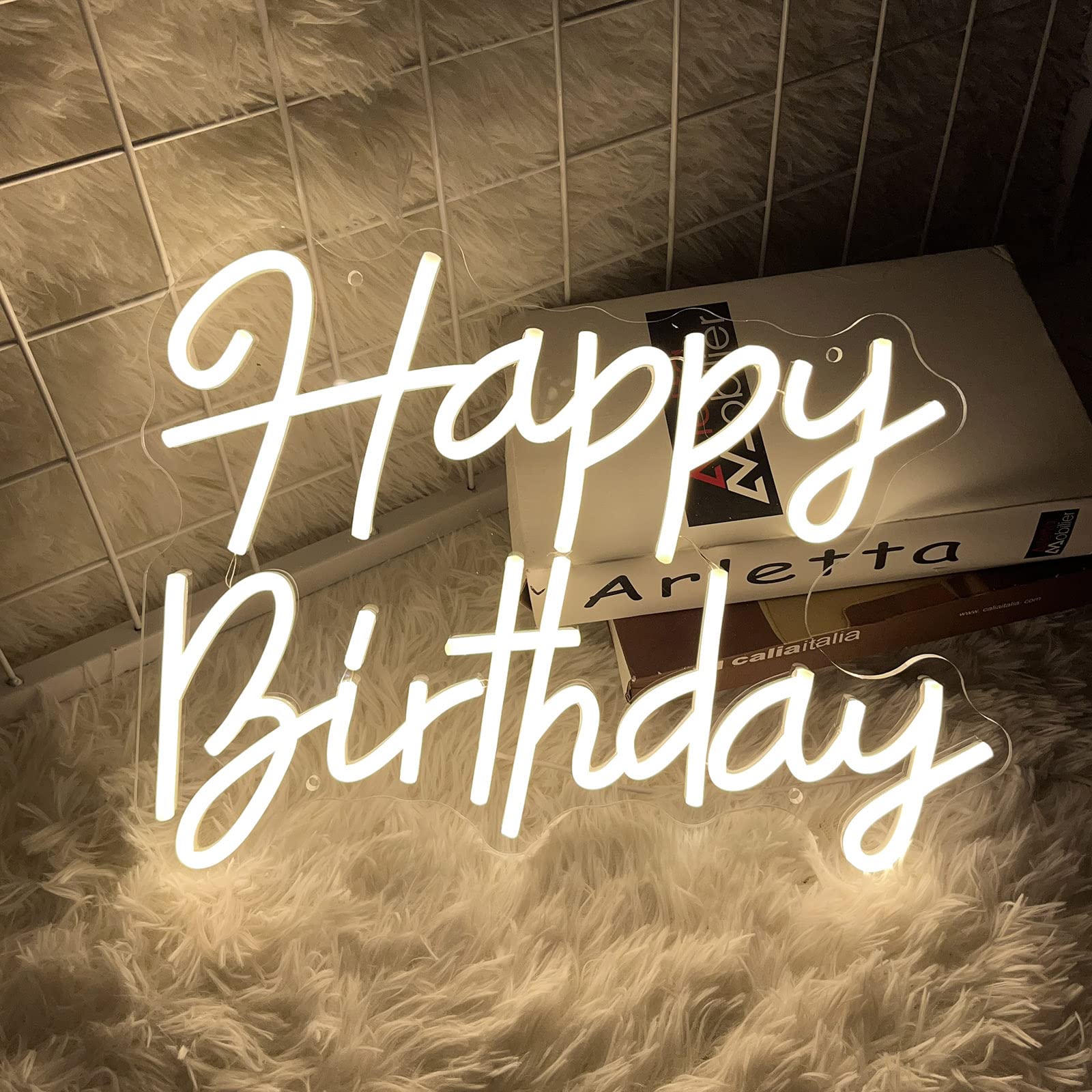 Happy Birthday Neon Sign for Wall decor Birthday Party Bedroom Room Bar Decoration Famliy Kids Gift USB Powered Decoration Celebration Christmas Lights