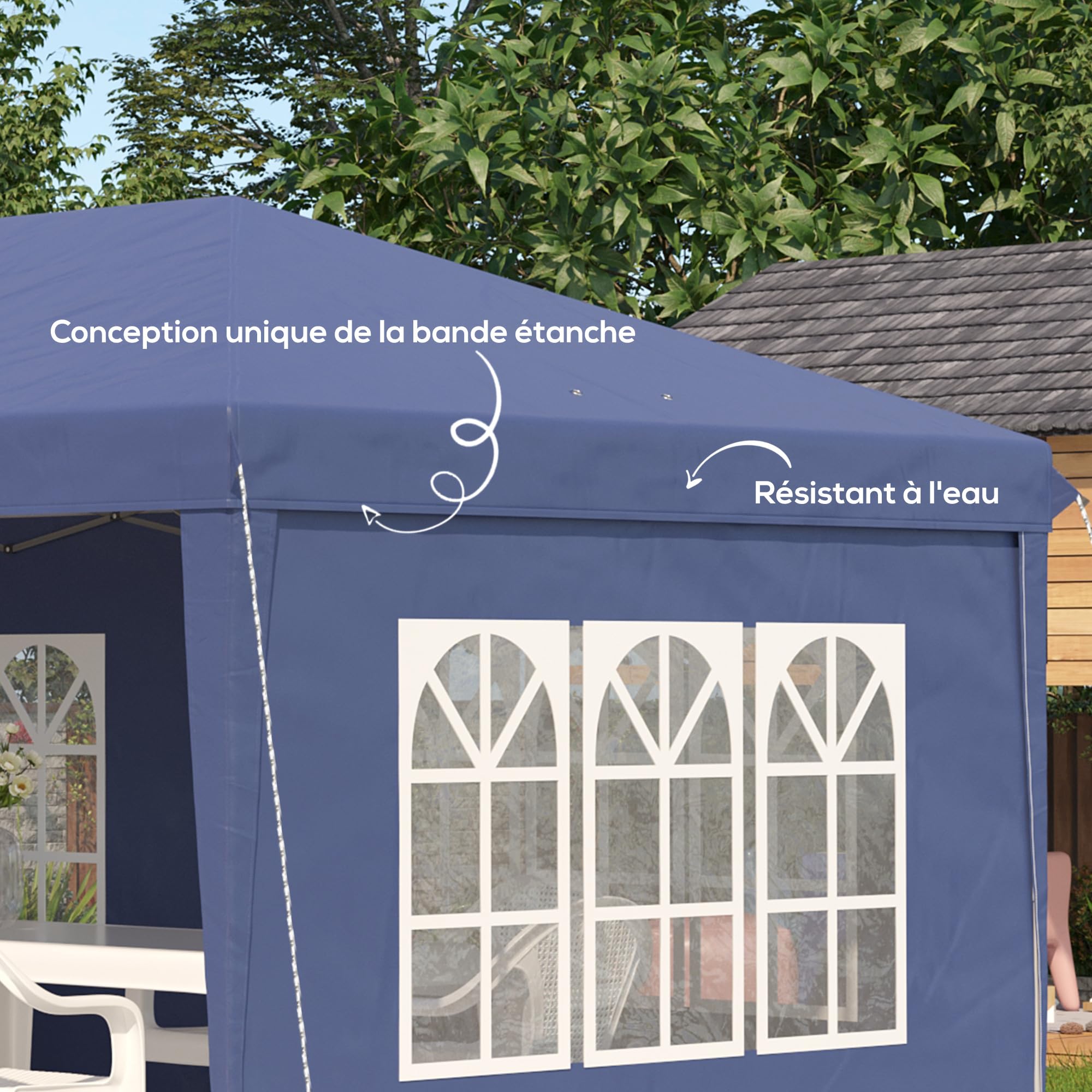 Outsunny Tonnelle de Jardin 3x6 m Pop-up Pliante Tente de Réception Pavillon Chapiteau Barnum Bleu