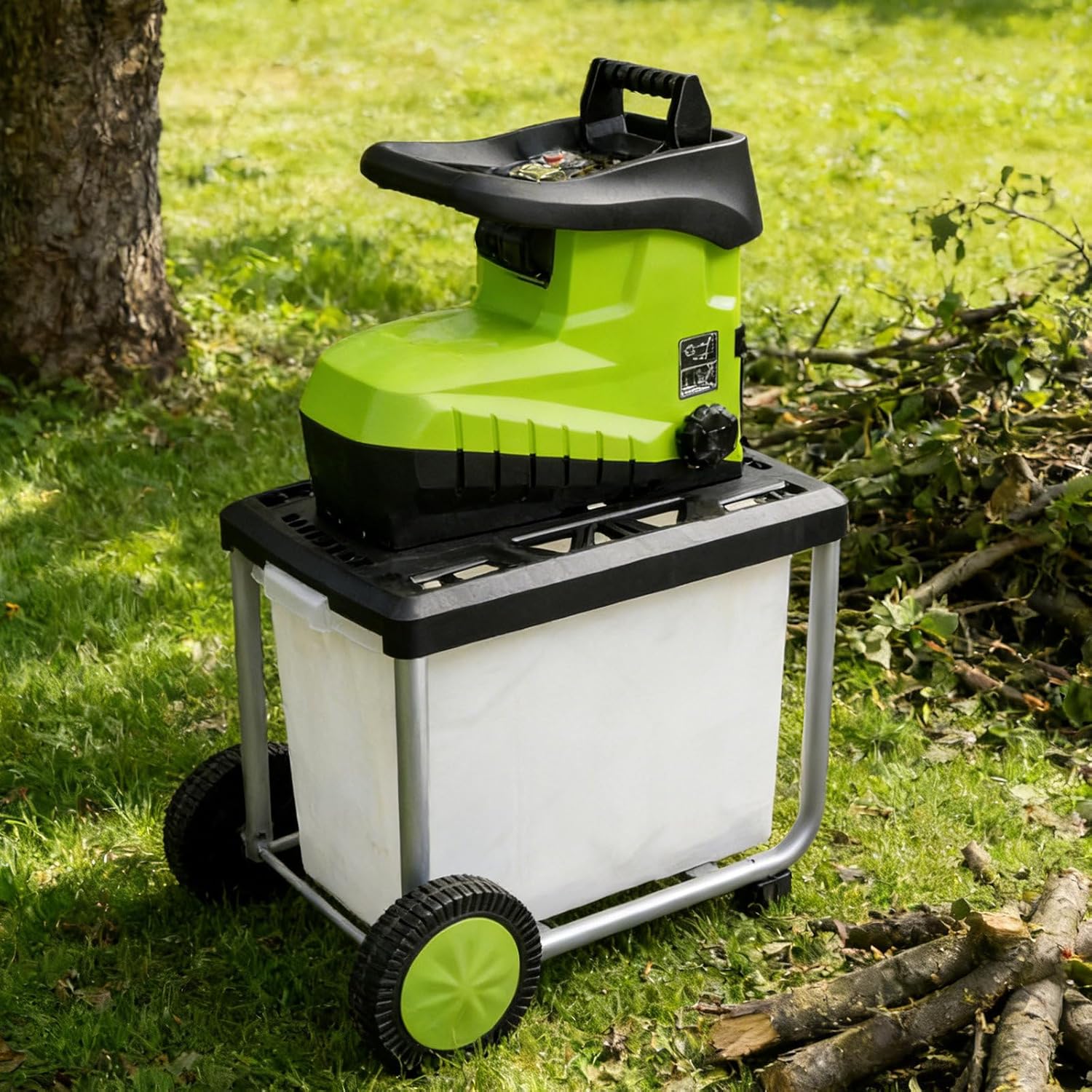 Wood Chipper, Garden Shredder Electric 2800w, 5000r/Min Garden Chipper for 45mm/1.77" Branches, with 60l Box and Overload Protection, Tree Shredder, Mulcher